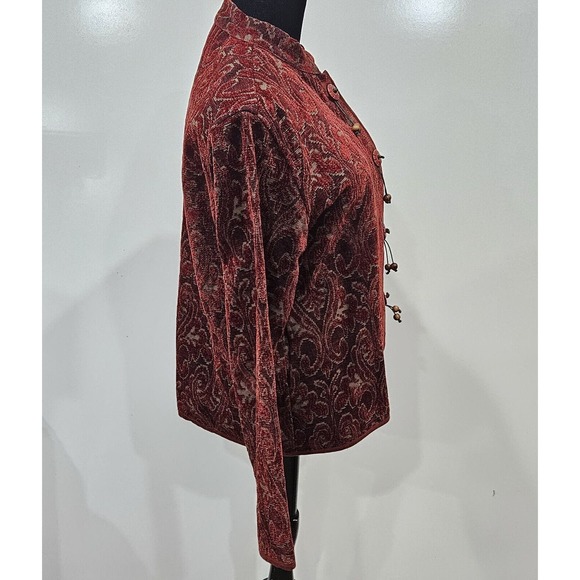 Flashback 90's Vintage Burgundy Aztec Boho Southwestern Tapestry Jacket Medium - Picture 4 of 8